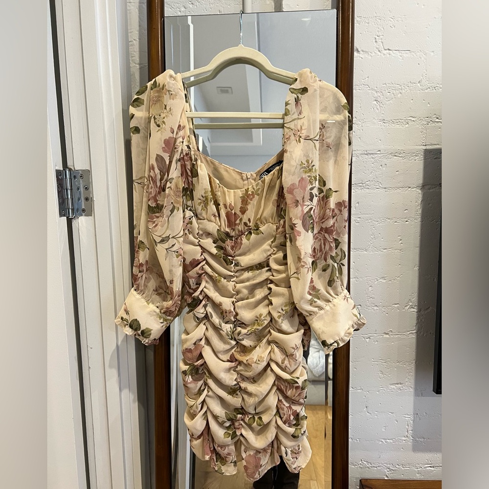 Zara Floral Ruched Dress